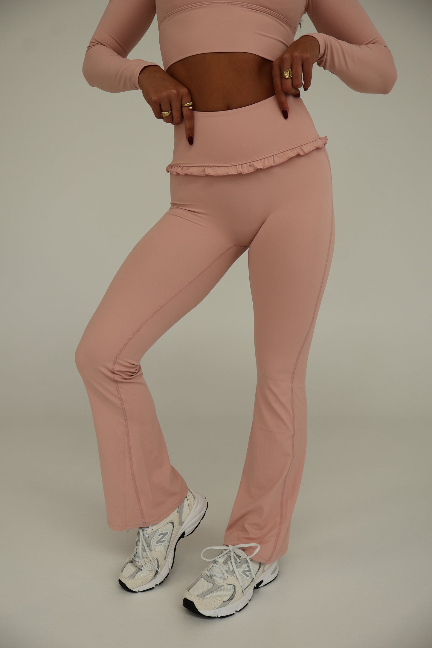 Frill Flare Pants - Sea Shell Pink