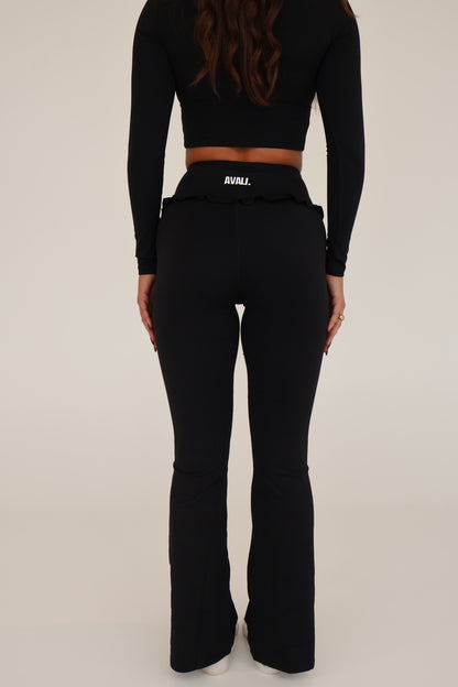 Frill Flare Pants - Black
