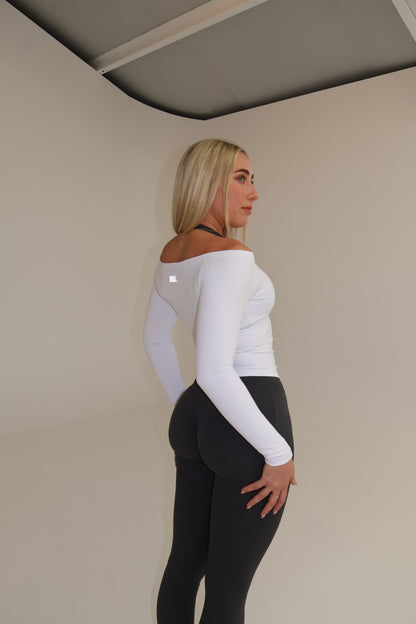 Off the Shoulder Long Sleeve - White