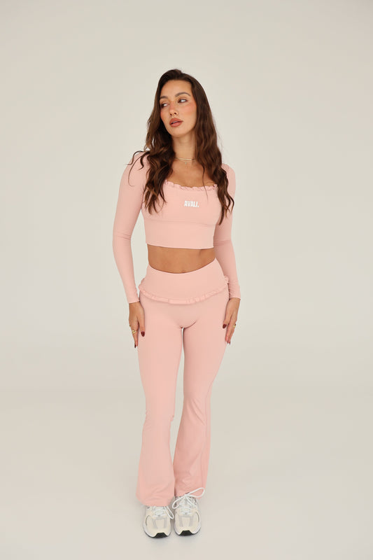 Frill Flare Pants - Sea Shell Pink